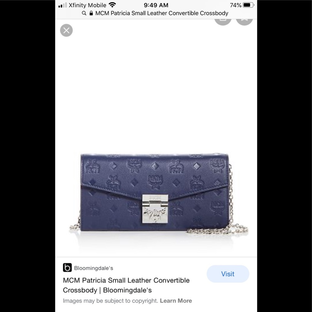 SOLD 🛑 MCM Patricia Leather Wallet Crossbody Blue